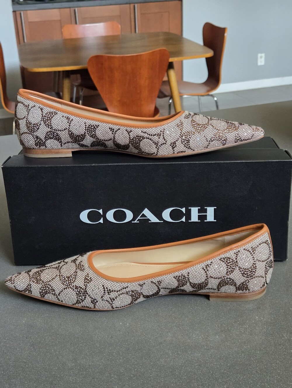 NEW Coach Daphne Flat In Crystal Signature Jacquard Shoe - Picture 4 of 11
